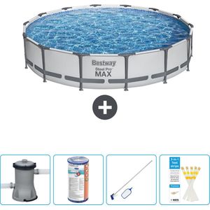 Bestway Rond Steel Pro MAX Zwembad - 427 x 84 cm - Grijs - Inclusief Pomp Filter - Schoonmaakset - Testrips