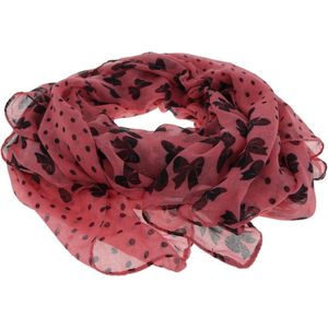 Behave accessoires - dames sjaal - roze sjaaltje met stippen en strikjes print