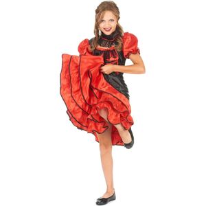 ESPA - Rood en zwart cabaret kostuum voor meisjes - 152 (12-14 jaar) - Kinderkostuums