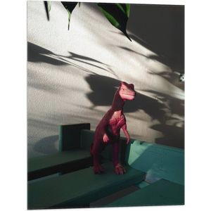 Vlag - Roze Dinosaurus Speelgoed - 60x80 cm Foto op Polyester Vlag