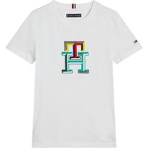 Tommy Hilfiger MULTICOLOR MONOGRAM TEE S/S Jongens T-shirt - White - Maat 10
