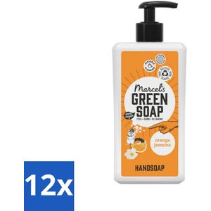 12 x Marcel's Green Soap - Handzeep - Sinaasappel & Jasmijn - Voor dagelijks gebruik - 500 ml - Handzeep - Biologische Handzeep - Plantaardige Zeep - Natuurlijke Handzeep - Sinaasappel Geur