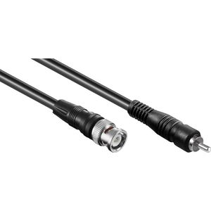 BNC (m) - Tulp RCA (m) kabel - RG59 - 75 Ohm / zwart - 1 meter