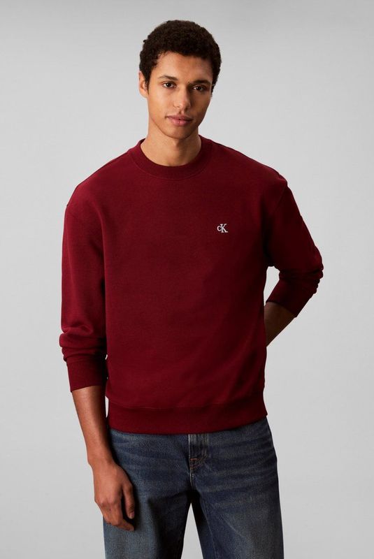 Calvin Klein - Rode Katoenen Trui - Monogram Geborduurd - Heren