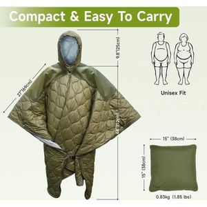 Unyqoos® Draagbare multifunctionele outdoor poncho en slaapzakdeken voor kamperen