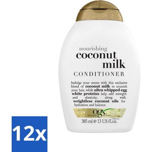 12 x OGX - Coconut Milk - Conditioner - Voedend - Herstel & Glans - 385 ml - Haar Conditioner - Kokos Conditioner - Voedende Conditioner - Glans Conditioner - Droog Haar