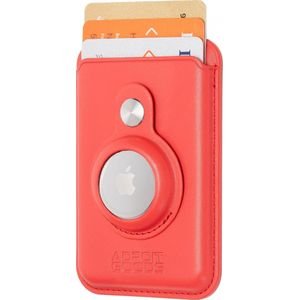 AdroitGoods AirTag Kaarthouder Geschikt Voor Magsafe en iPhone - Pasjeshouder/Wallet - Leder/Rood
