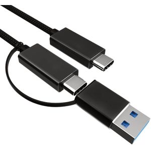 USB C kabel - Met USB C naar A adapter - USB 3.1 gen 2 - 10 Gb/s - Zwart - 0.5 meter - Allteq