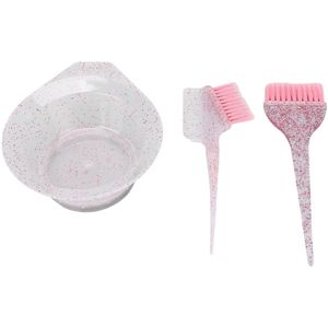 3-delige haarverfset met verfkwasten, kleurborstel en mengkom in roze met ergonomisch design voor eenvoudig en nauwkeurig kleuren van het haar