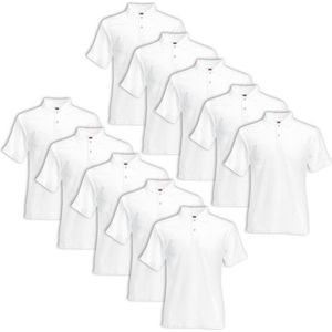 Fruit of the Loom poloshirt heren maat S 10 st (wit)