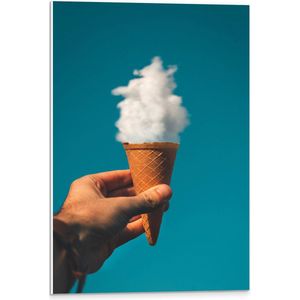 PVC Schuimplaat- Ijsje - Hand - Wolk - Lucht - Helder - 40x60 cm Foto op PVC Schuimplaat