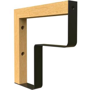 Plankdrager L-Vorm - 2 stuks - 202 x 202mm - Hout / Metaal - Zwart - Plankdragers