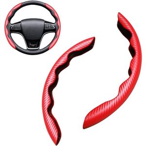 Gesegmenteerde autostuurhoes, ademend, antislip, gesegmenteerde stuurhoes, universele stuurhoes voor auto, koolstofvezel (rood)