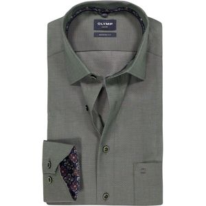 OLYMP Luxor modern fit overhemd, mouwlengte 7, structuur, grijsgroen
