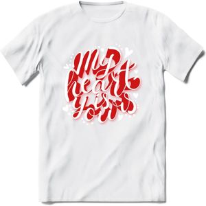 My Heart Is Yours - Valentijn T-Shirt | Grappig Valentijnsdag Cadeautje voor Hem en Haar | Dames - Heren - Unisex | Kleding Cadeau | - Wit - S