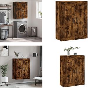 vidaXL Wandkast 69-5x34x90 cm bewerkt hout gerookt eikenkleurig - Wandkast - Wandkasten - Hangkast - Hangende Kast