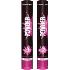 2x stuks poeder kanon shooter roze UV 40 cm - onder Blacklight licht het op - Party artikelen