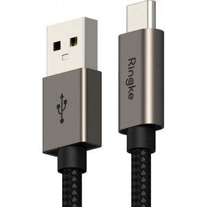 Ringke Fast Charging Basic - USB-A naar USB-C Kabel - 20V/3A, 60W, Quick Charge 3.0 - 480Mbps - 1M Zwart