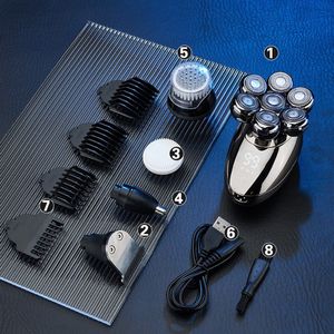 6-in-1 scheerapparaat voor mannen + neushaar + knippen + gezichtsreiniger - trimmer - tondeuse - nat en droog - gezichts- en hoofdscheerapparaat - hoofd scheren - draadloos opladen