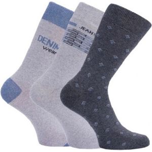 Denim sokken heren met elastan - prijs per 3 paar