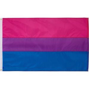 Bisexual Pride vlag 90x150 cm - Polyester - 2 ophangringen - Biseksueel Bisexueel Bi flag