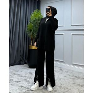 SOCKSTON - Gebreide pak met ronde ritssluiting - dames Zwart broek en trui