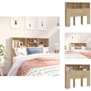 vidaXL Hoofdbordkast - Wandmontage - Sonoma eiken - 120 x 19 x 103.5 cm - Bewerkt hout - Bedonderdeel