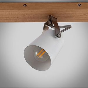 Lindby - plafondlamp - 5 lichts - metaal, hout - H: 15.8 cm - E14 - hout, wit mat