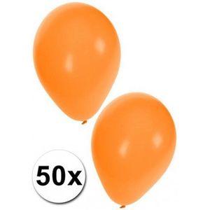 Bellatio Decorations ballonnen - 50 stuks - oranje - 27 cm - helium of lucht - verjaardag / versiering