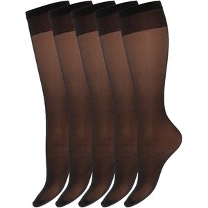 Zijdeglans pantykousen | 15 Denier | Merk: Marianne | Maat: One Size | Kleur: Zwart | 5 Paar