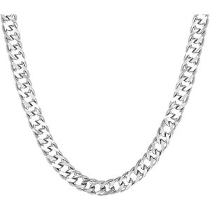 Lucardi - Heren Ketting - Gourmetschakel - Echt Zilver - Zilverkleurig - 45 cm