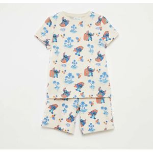 Stitch kleding set Disney-setje met T-shirt en korte broek - 2-delig - Beige