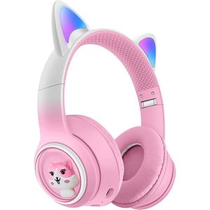 Draadloze Bluetooth Over-ear Hoofdtelefoon HIFI Leuke Kat Oor Headset met Microfoon & 3.5mm Audio Jack
