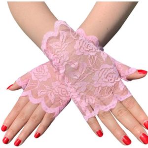Sexy Kanten Handschoenen I Erotische Handschoenen I Verkleedhandschoenen I Halve Vinger I 1 Paar I Roze