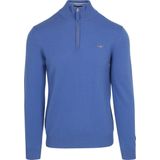 Gant Half Zip Trui Lamswol Blauw - Maat L - Heren - Schipperstrui