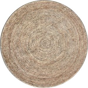 Vercai Rugs Brady Collectie - Hoogpolig Rond Vloerkleed - Zacht Tapijt voor Woonkamer - Polyester - Beige - 150x150 cm