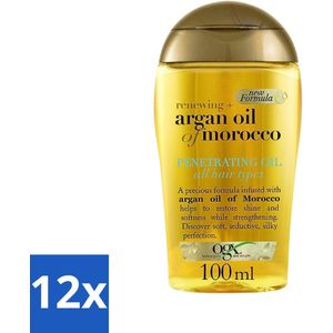 OGX - Argan Oil of Morocco - Haarolie - Penetrating Oil - Intensief Herstel - 100 ml - Voordeelverpakking - 12 stuks