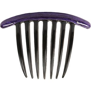 Paars Emaille Versierde Twist Comb met Zwarte Franse Accenten