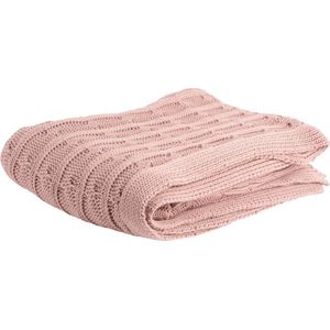 Present Time Deken Cable Knitted - Roze - 170x130cm - Modern