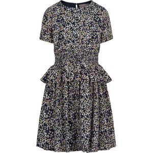 Creamie - jurk - korte mouw - gebloemd - blauw - Maat 152