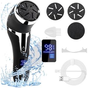 Elektrische eeltvijlen - Oplaadbare elektrische voetfrees, professioneel IPX7 waterbestendig pedicureapparaat, houteindverwijderaar voor voeten met 3 rollerkoppen, LCD-scherm voor houteindverzorging (Zilver)