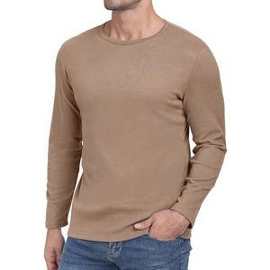 Heren longsleeve shirt met ronde hals, basic T-shirt, winter thermo-onderhemd, slim fit, stretch, warme tops
