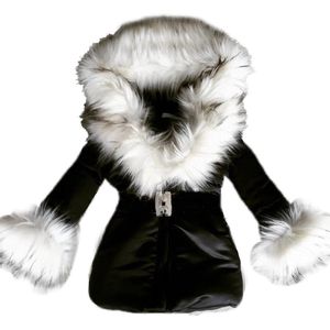 BamBella® Winterjas - Maat 104- Luxe Bontkraag jas Imitatiebont jas kind zwart kinderjas jasje met grote bontkraag