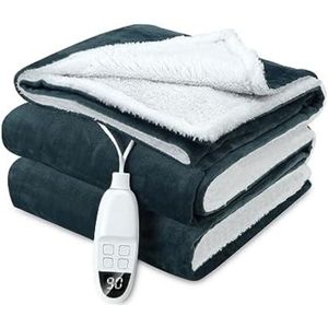Elektrische bovendeken 1 persoons - Electrische bovendeken 1 persoons - Elektrische knuffeldeken - Elektrische fleece deken - ‎35 x 32,9 x 10 cm - Grijsgroen