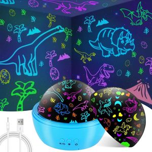 Projectorlamp voor Kinderen - Dinosaurus en Eenhoorn Nachtlampje met 360° Rotatie en 8 Lichtmodi