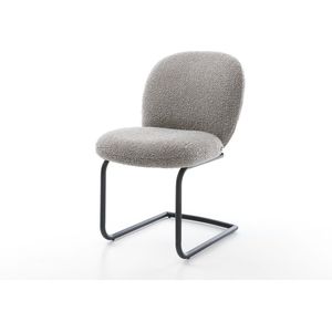 Sledestoel Nube-Flex sledemodel rond zwart bouclé zilver grijs pocketveer kern