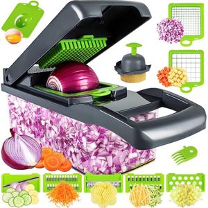Groentesnijder - Komkommersnijmachine - Small Food Processor - Multifunctioneel - Gemakkelijk Te Reinigeen - Zwart