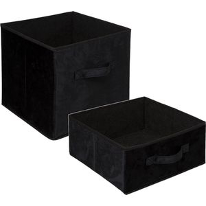 Set van 2x stuks opbergmanden/kastmanden 14 en 29 liter zwart van polyester 31 cm - Opbergboxen - Vakkenkast manden