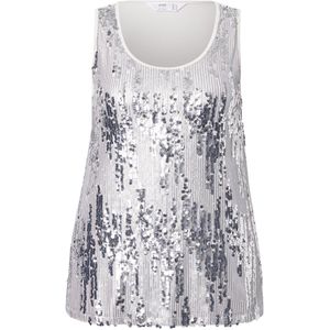 Angel of Style Angel of Style - Dames - Blouse A-lijn pailletten/mesh - Zilver - Maat 44