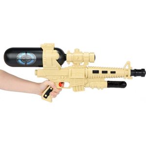 1x Waterpistolen/waterpistool leger beige/zwart van 60 cm kinderspeelgoed - waterspeelgoed van kunststof